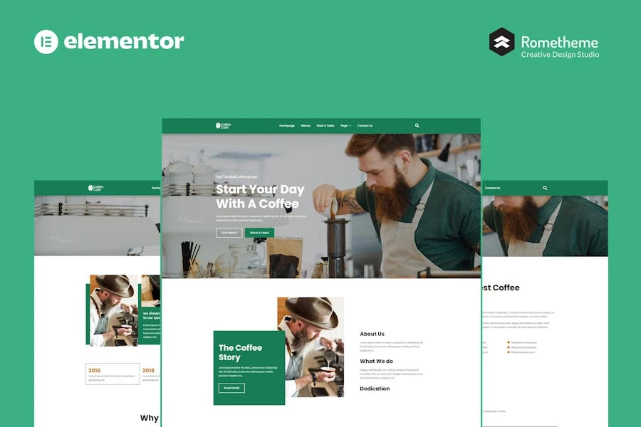 Cafein - Template Kit de sitio completo Coffee Bar & Cafe Elementor Pro
