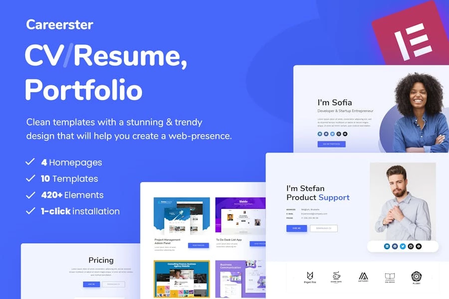 Careerster - Template Kit de elementor para currículum vitae