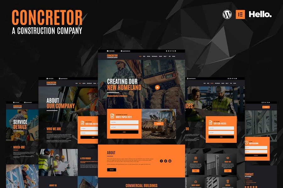 Concretor - Template Kit Elementor de construcción inmobiliaria
