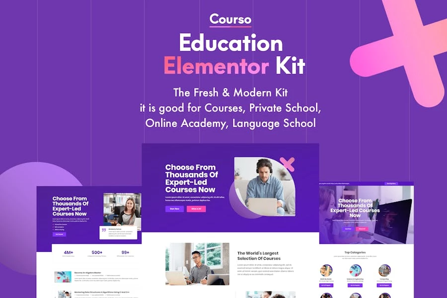 Courso - Template Kit de Elementor para universidades y cursos en línea