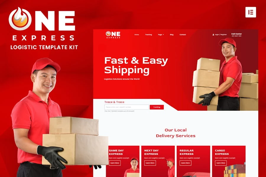 One Express - Template Kit Elementor de logística y envío