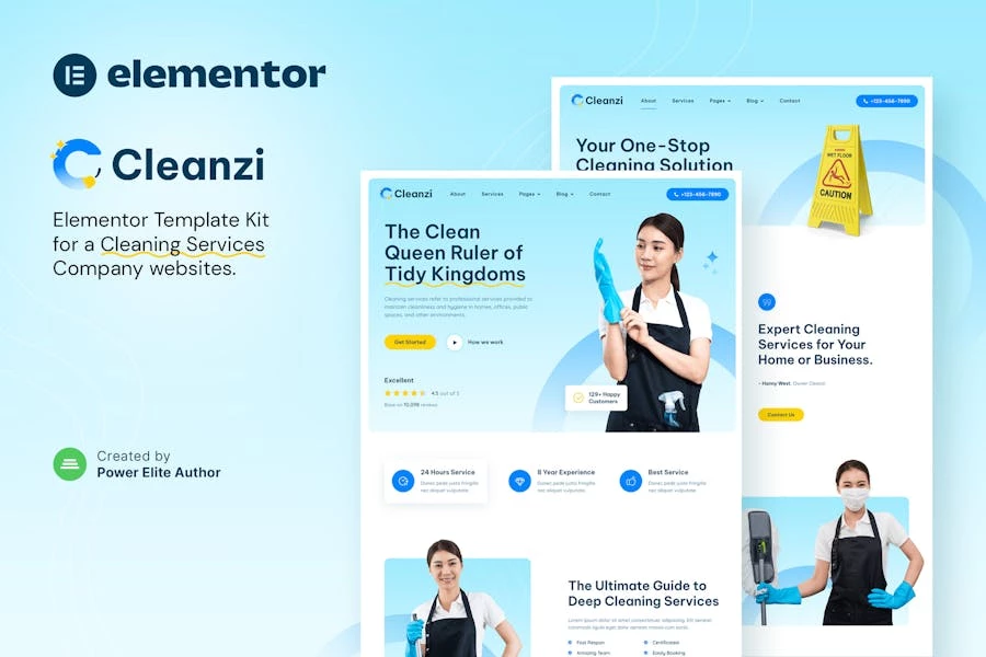 Cleanzi ? Template Kit Elementor para servicios de limpieza