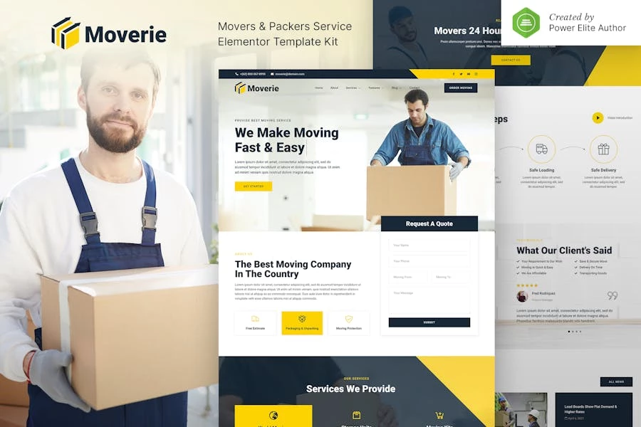 Moverie - Template Kit Elementor de Servicio de Moverie