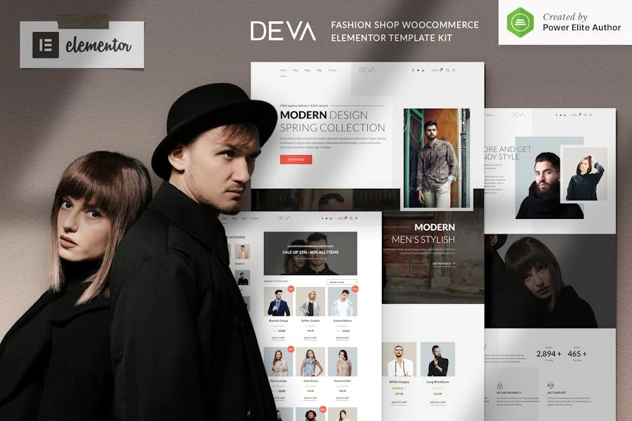 DEVA - Kit de plantillas Elementor para WooCommerce para tienda de moda