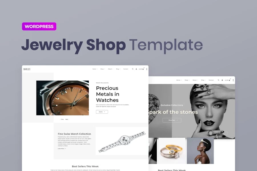 Brilly ? Template Kit Elementor de WooCommerce para joyerías