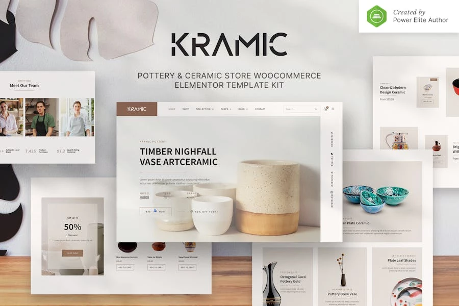 Kramic - Template Kit WooCommerce Elementor para tienda de cerámica y cerámica