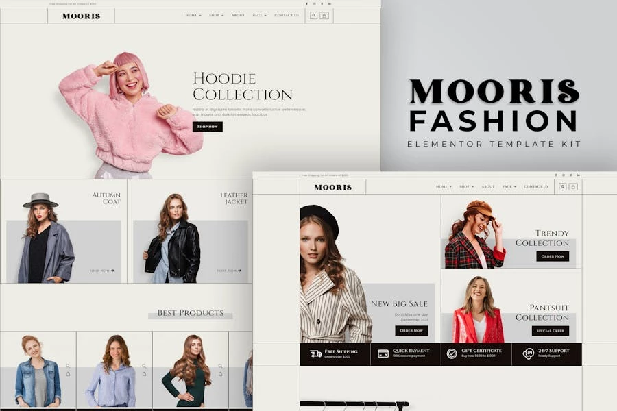 Mooris - Template Kit WooCommerce Fashion Elementor