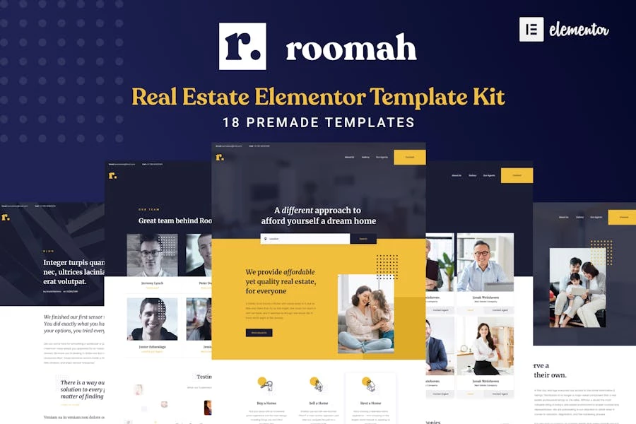 Roomah - Kit de plantillas Elementor para agentes inmobiliarios