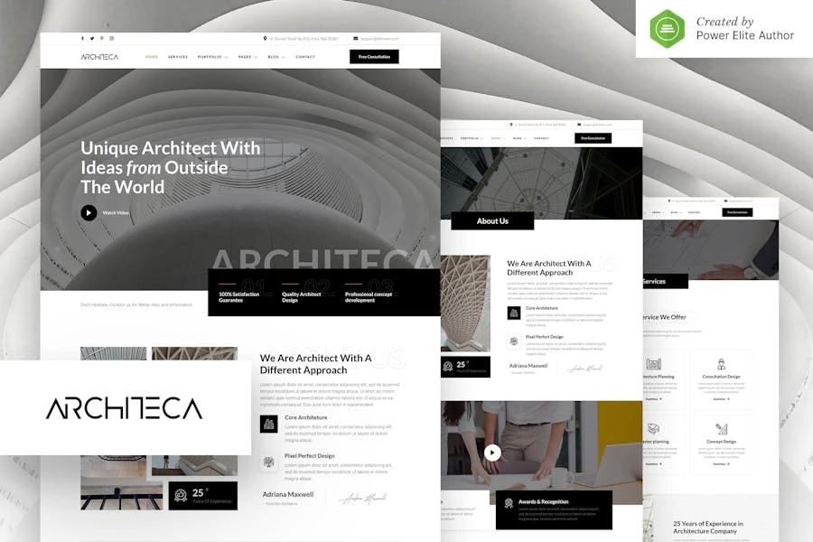 Architeca - Template Kit Elementor para agencia de arquitectura y diseño de interiores