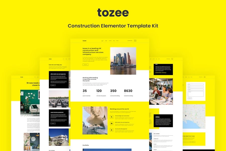 Tozee - Kit de plantillas Construction Elementor