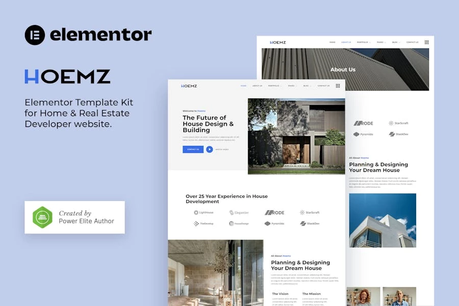 Hoemz - Template Kit Elementor para desarrolladores de viviendas y bienes raíces