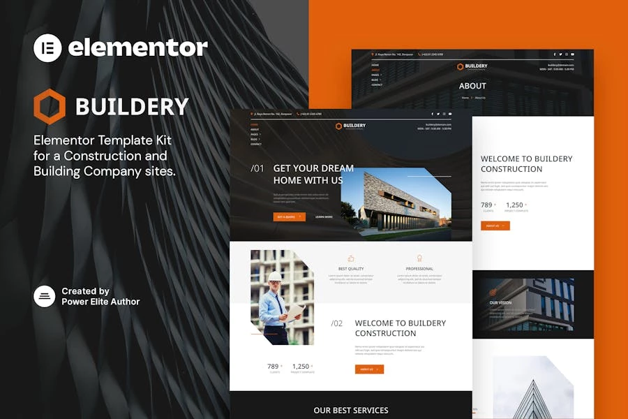 Buildery - Template Kit Elementor para empresa de construcción y construcción
