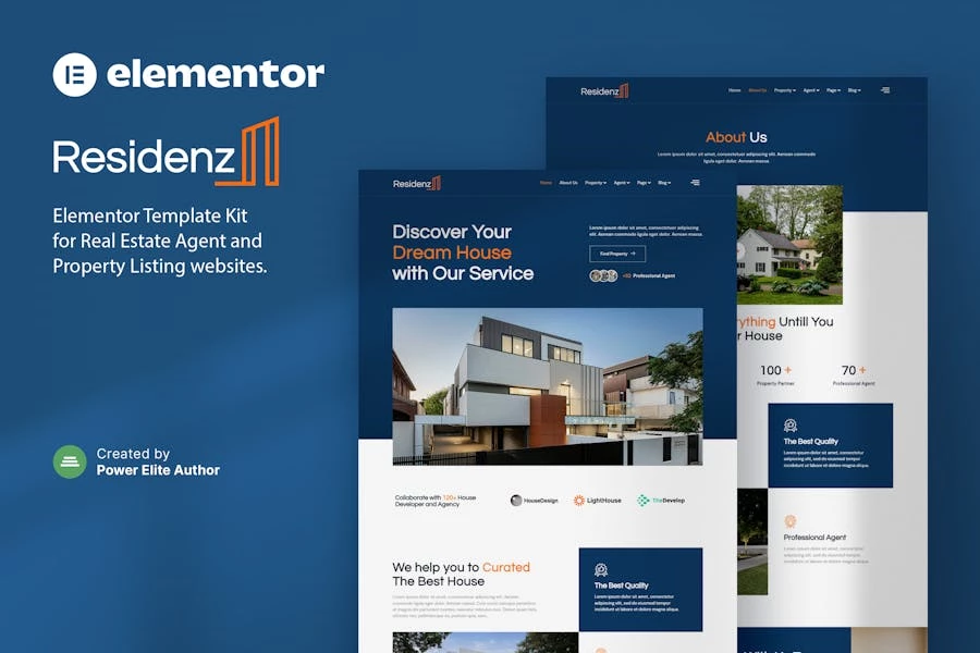 Residenz - Template Kit Elementor para agentes inmobiliarios y anuncios de propiedades