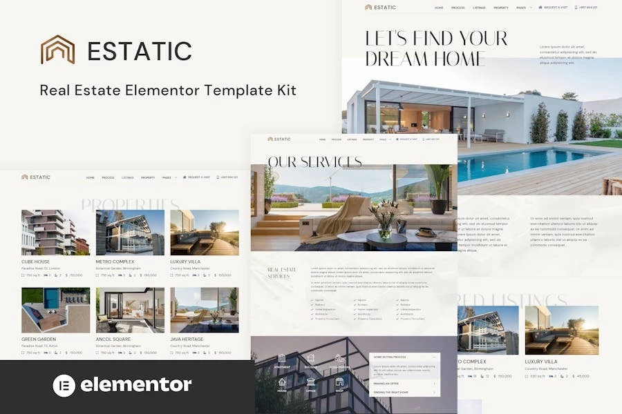 Estatic - Template Kit Elementor de bienes raíces