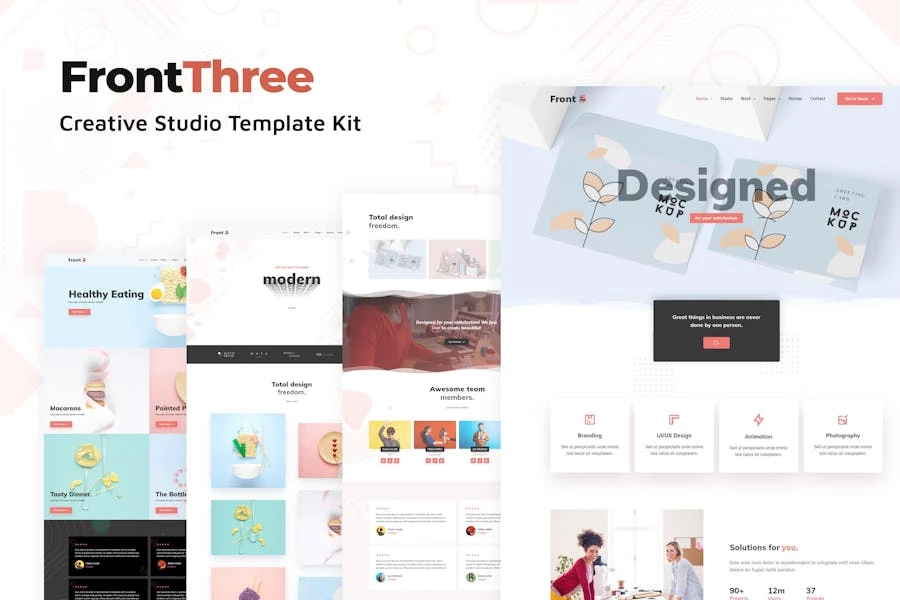 FrontThree - Kit de plantillas de estudio creativo