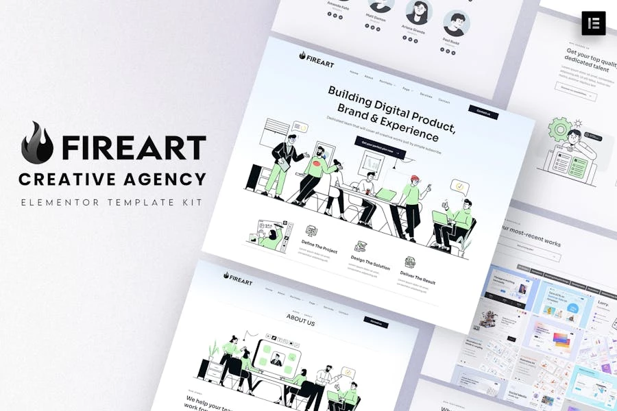 Fireart - Template Kit Elementor para Agencia creativas