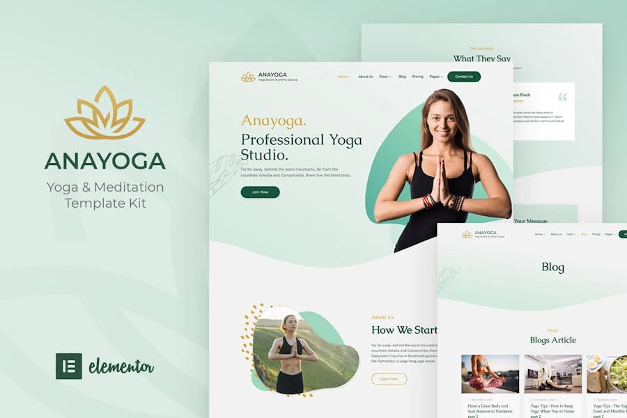 Anayoga - Template Kit Elementor para profesor de yoga y estudio