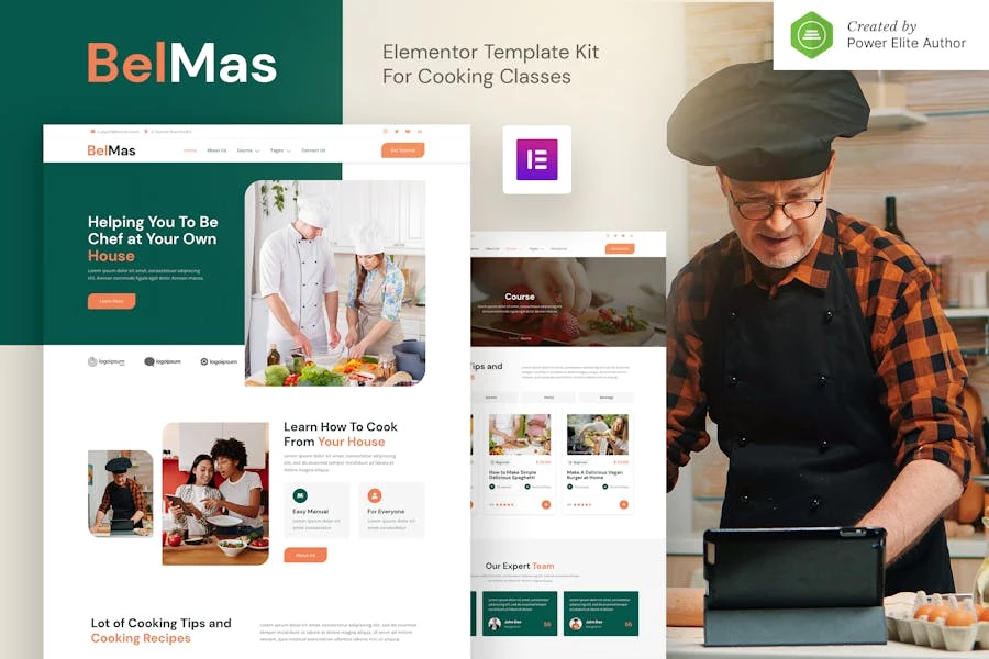 BelMas ? Kit de plantillas Elementor para clases y talleres de cocina en línea