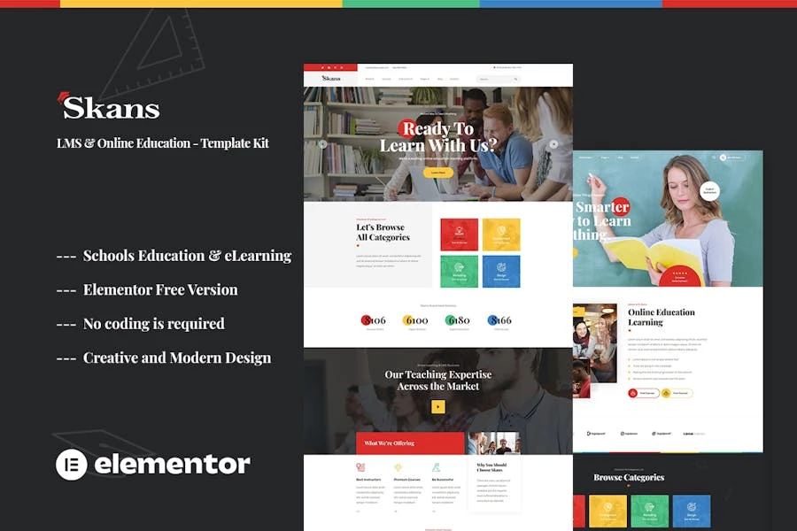 Skans - Template Kit Elementor de aprendizaje y educación en línea
