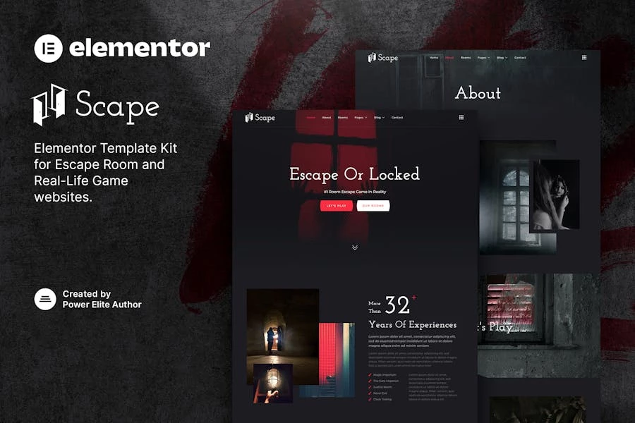 Scape - Juego de Template Kit Elementor para juego de escape de la vida real
