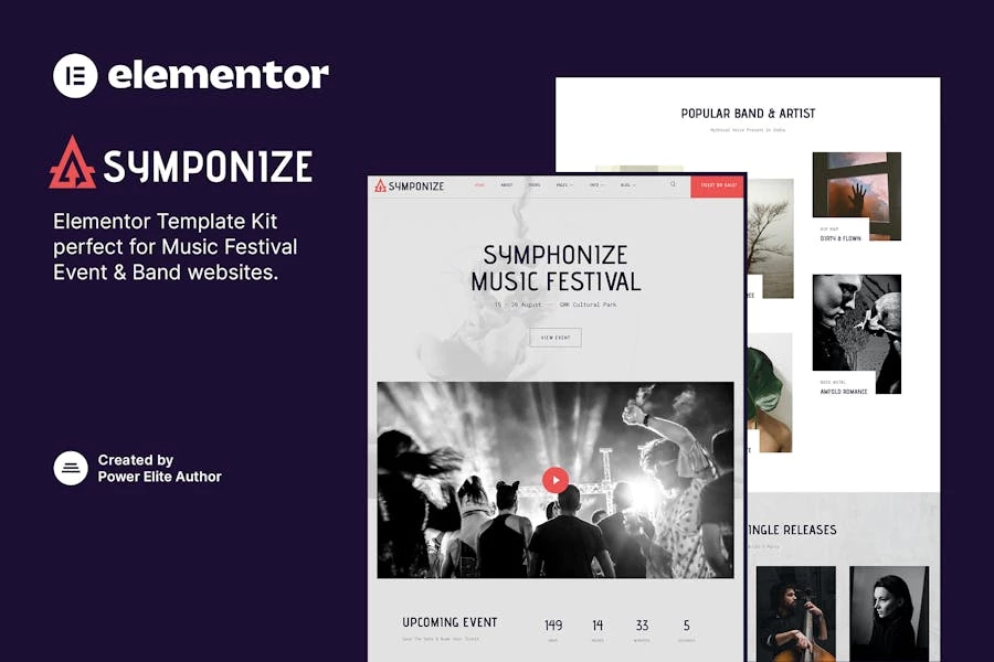Symphonize - Template Kit de Elementor de banda y evento de festival de música