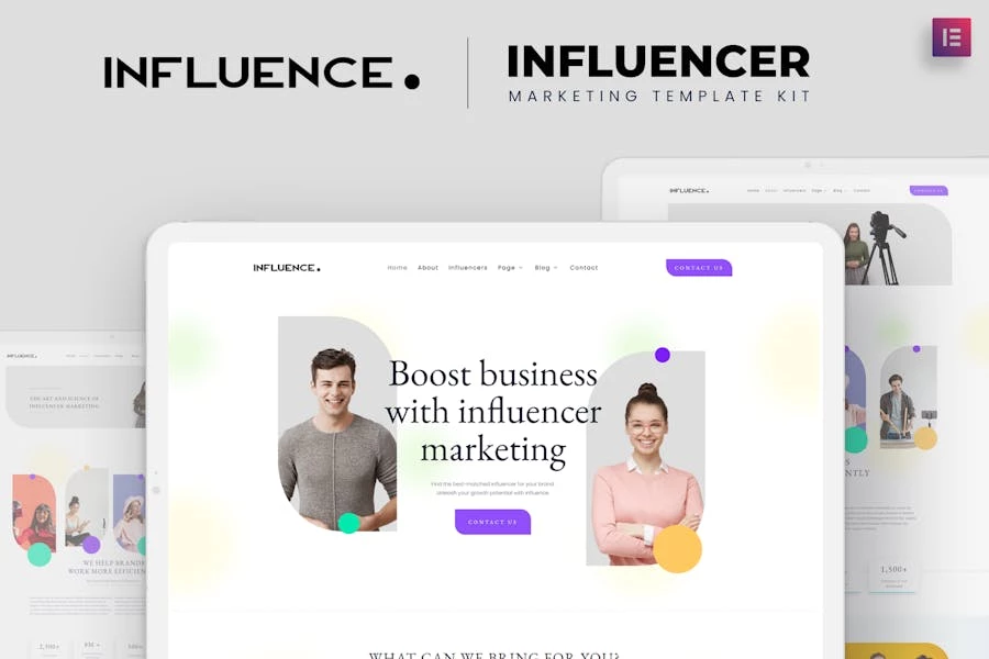 Influence - Template Kit de Elementor para agencia de marketing