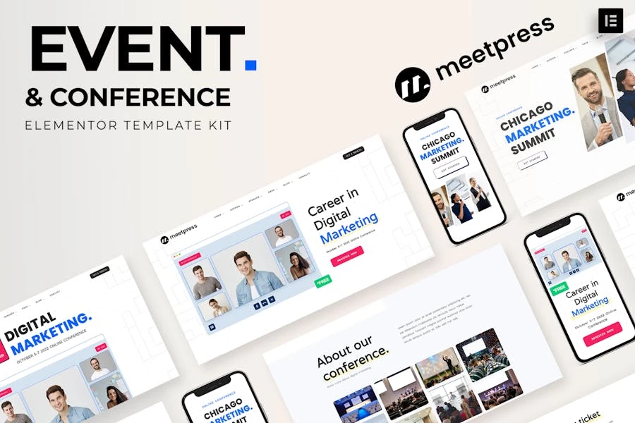 Meetpress - Template Kit Elementor para eventos y conferencias
