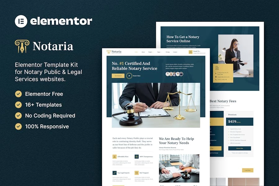 Notaria ? Template Kit de Elementor para servicios legales y de notaría pública