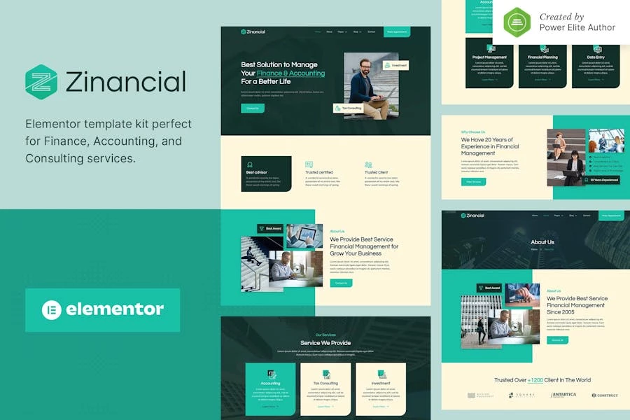 Zinancial ? Kit de plantillas Elementor de servicios financieros y contables