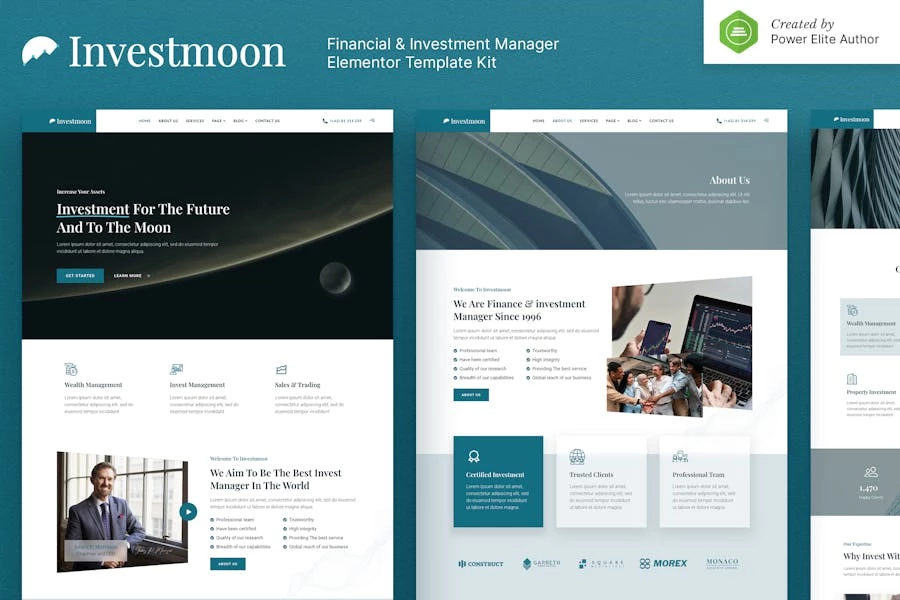 Investmoon - Template Kit Elementor para gestores de finanzas e inversiones
