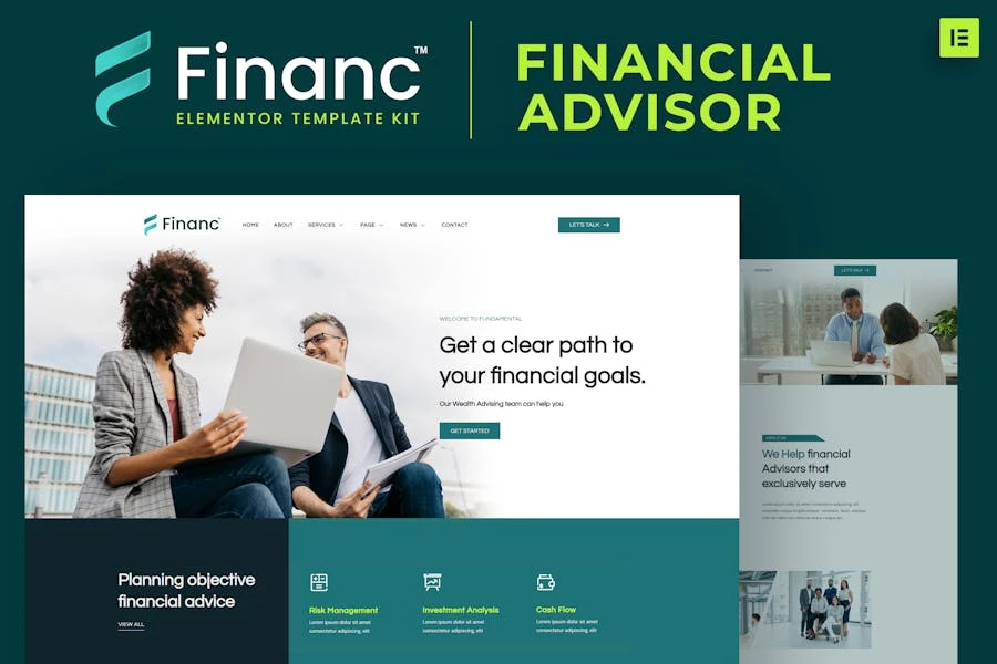 Finance - Template Kit Elementor para asesores financieros