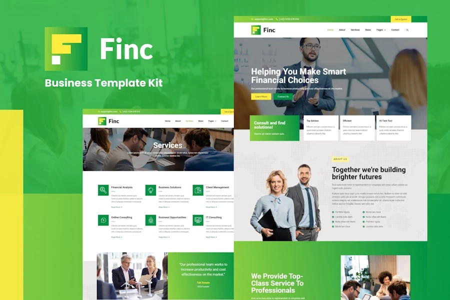 Finc - Kit de plantillas de Elementor empresarial y financiero
