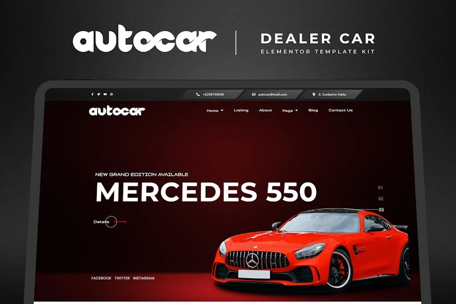 Autocar - Template Kit Elementor para concesionarios de automóviles