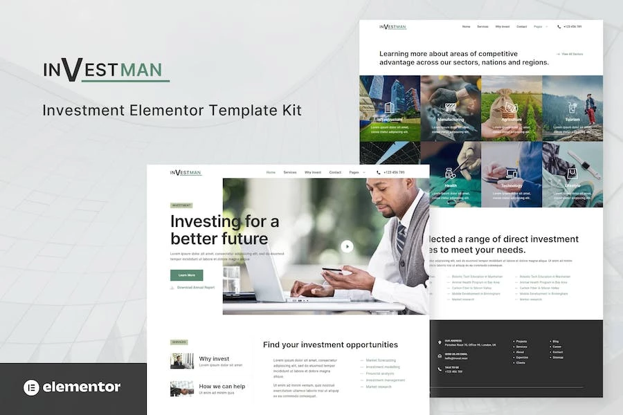 Investman - Template Kit Elementor para consultores de inversiones