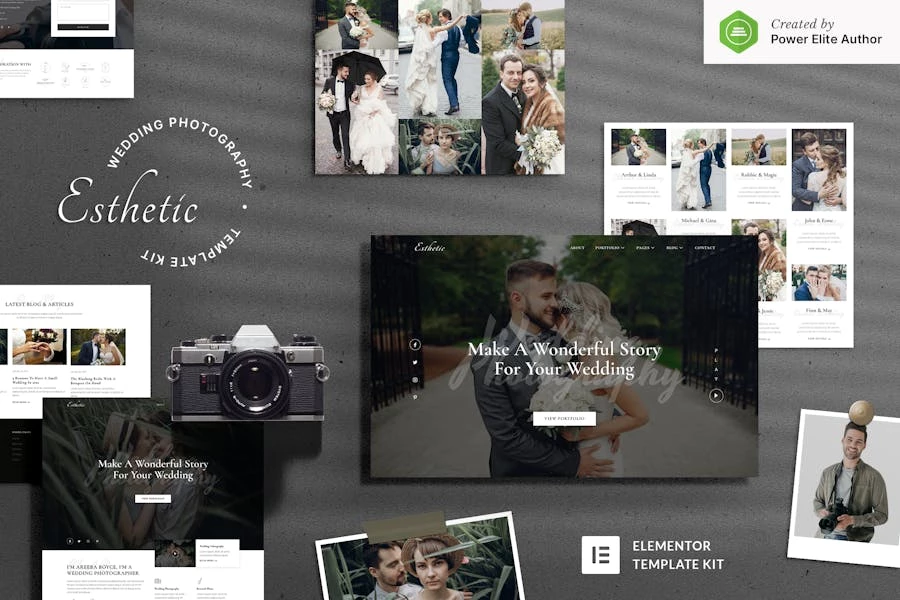 Esthetic - Template Kit Elementor para fotografía de bodas