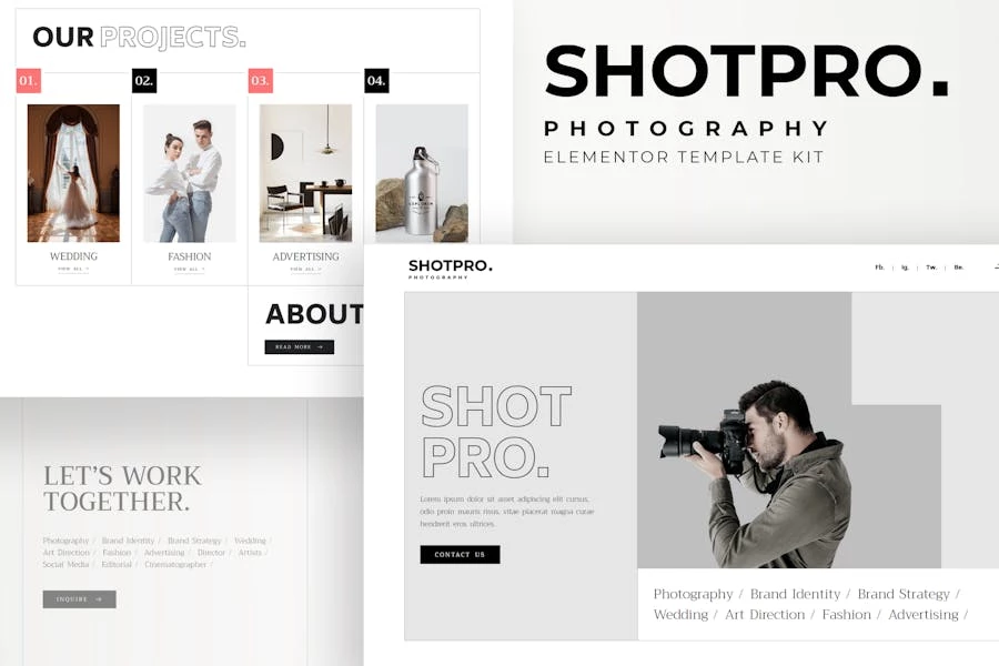 Shotpro - Template Kit Elementor para fotografía y Porfolio