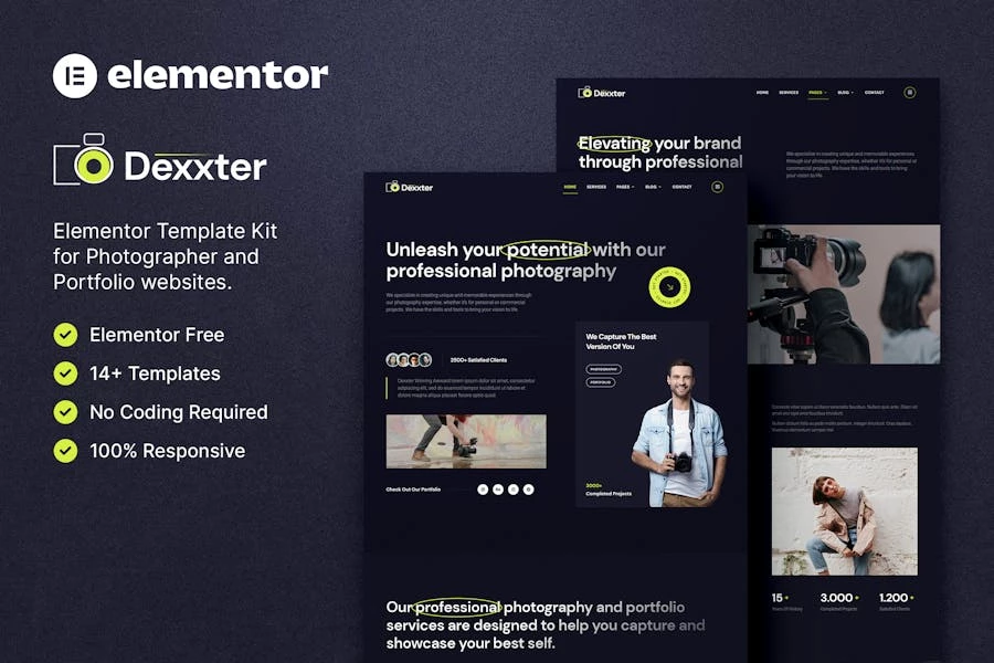 Dexxter ? Template Kit Elementor para fotografía y Porfolio
