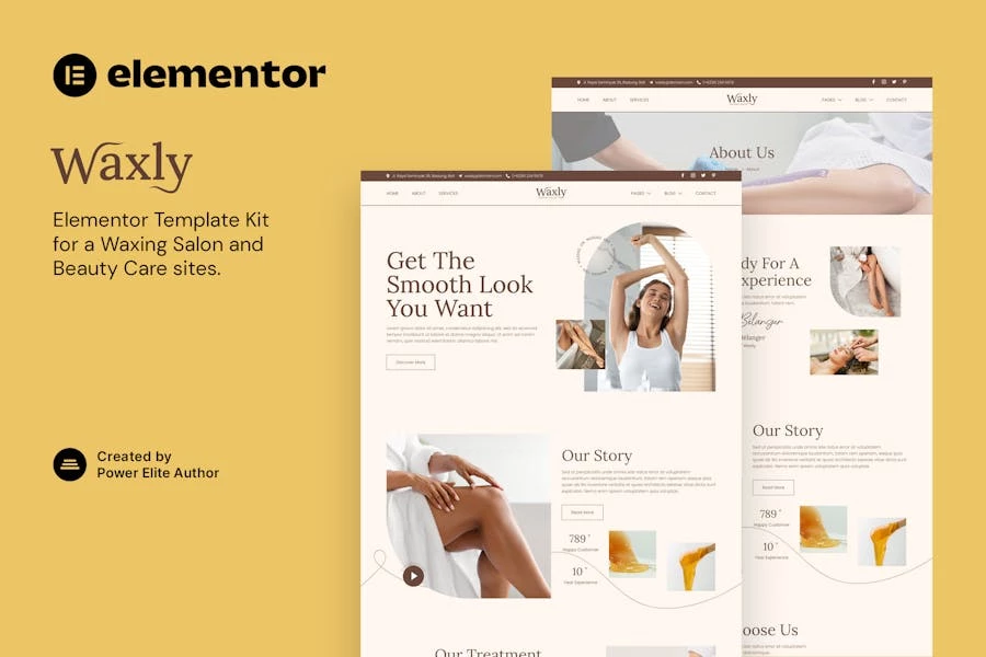Waxly - Template Kit de Elementor para salón de depilación y cuidado