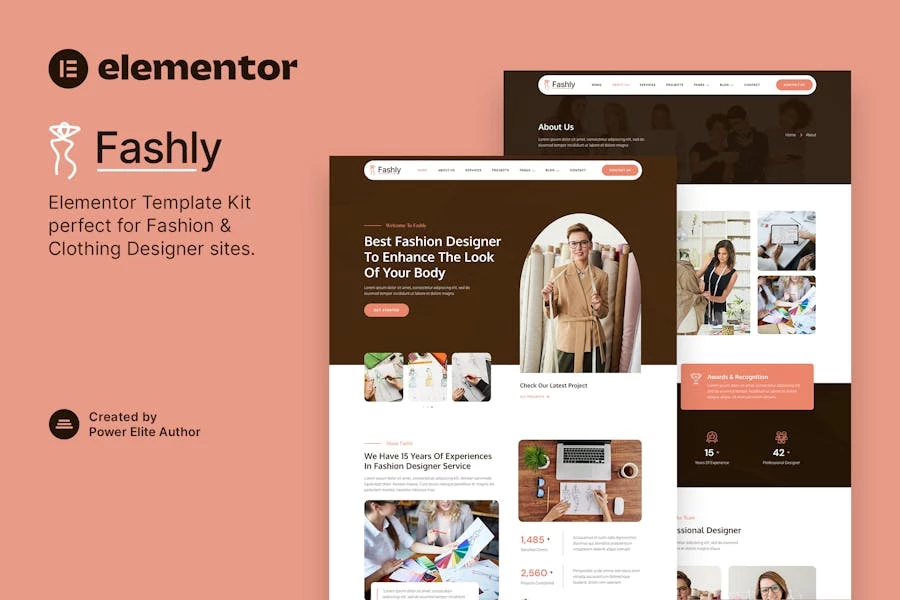 Fashly - Template Kit Elementor para diseñadores de moda y ropa