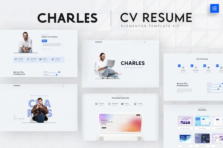 Charles - Template Kit Elementor para currículum vitae