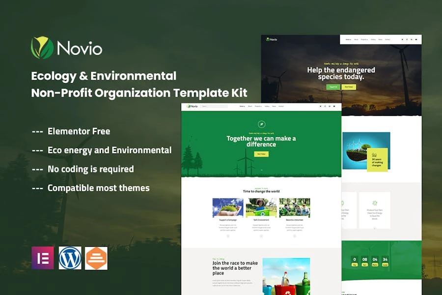 Novio - Template Kit para organizaciones sin fines de lucro de ecología y medio ambiente