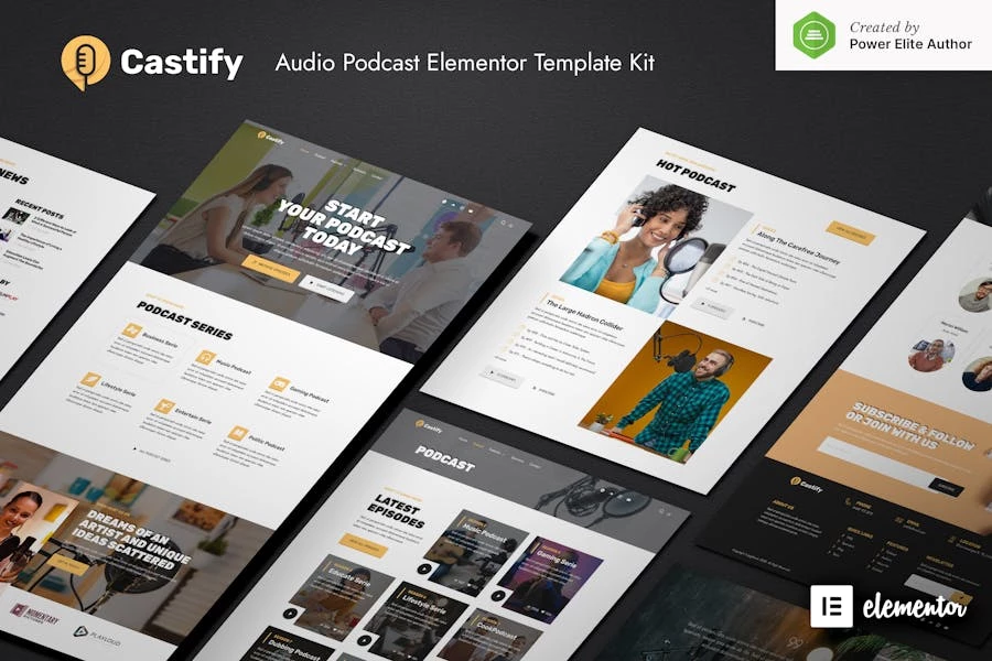 Castify ? Kit de plantillas Elementor para podcasts de audio