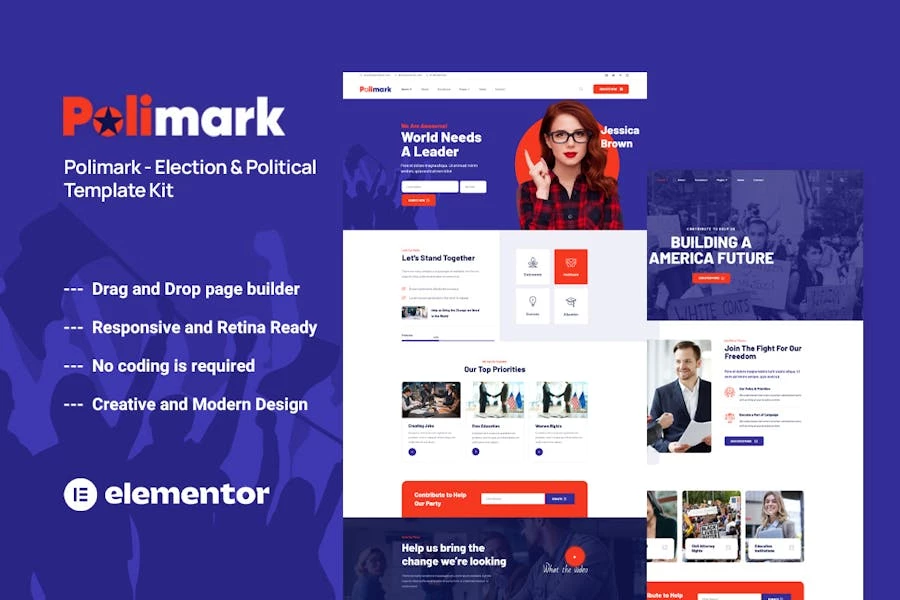 Polimark - Template Kit Elementor para campañas políticas y elecciones