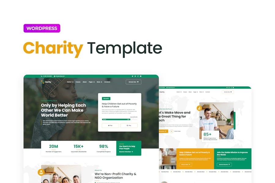 Harity ? Template Kit Elementor para recaudar fondos de caridad