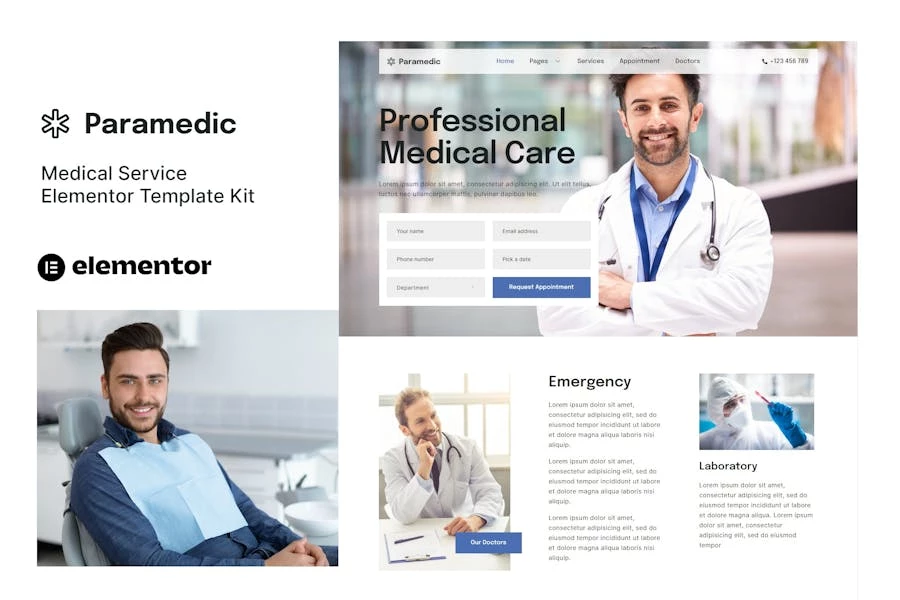 Paramédico - Template Kit de Elementor médico