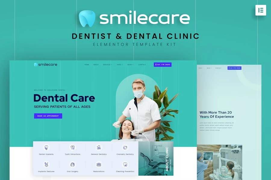 Smilecare - Template Kit Elementor para dentista y clínica dental