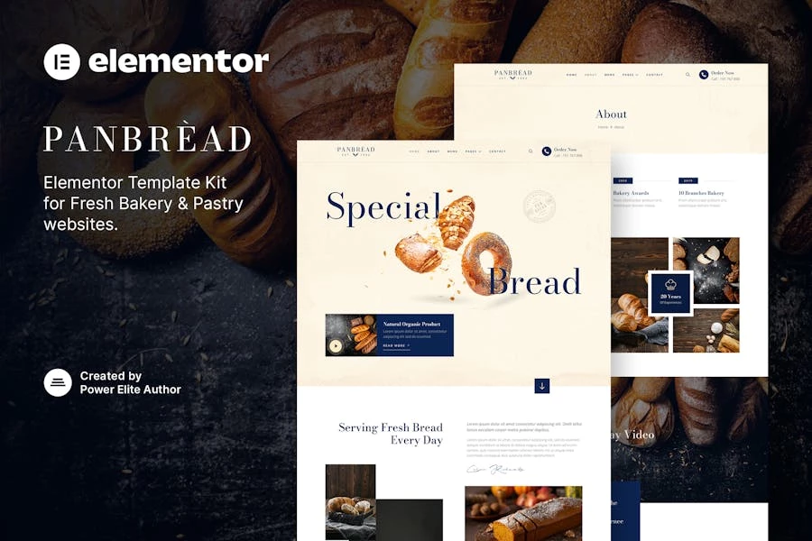 Panbread - Template Kit Elementor para panadería y pastelería fresca