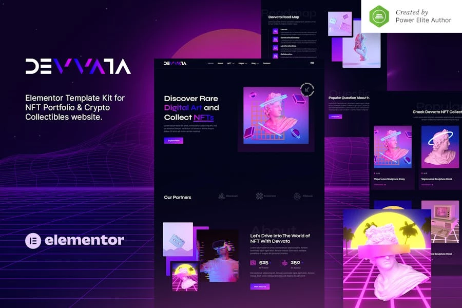 Devvata - Template Kit de Elementor de Porfolio NFT
