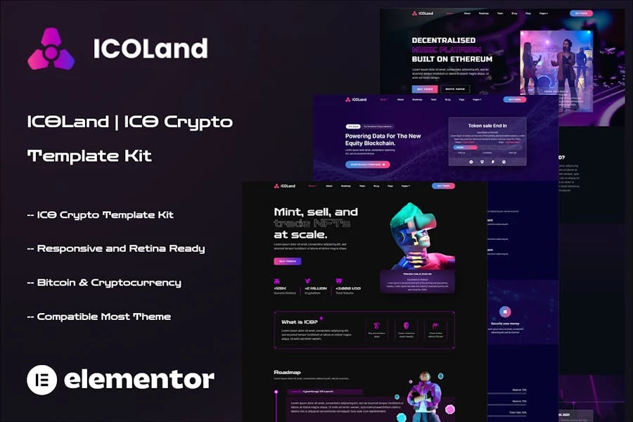iCOLand - Template Kit de elementos de criptomonedas NFT