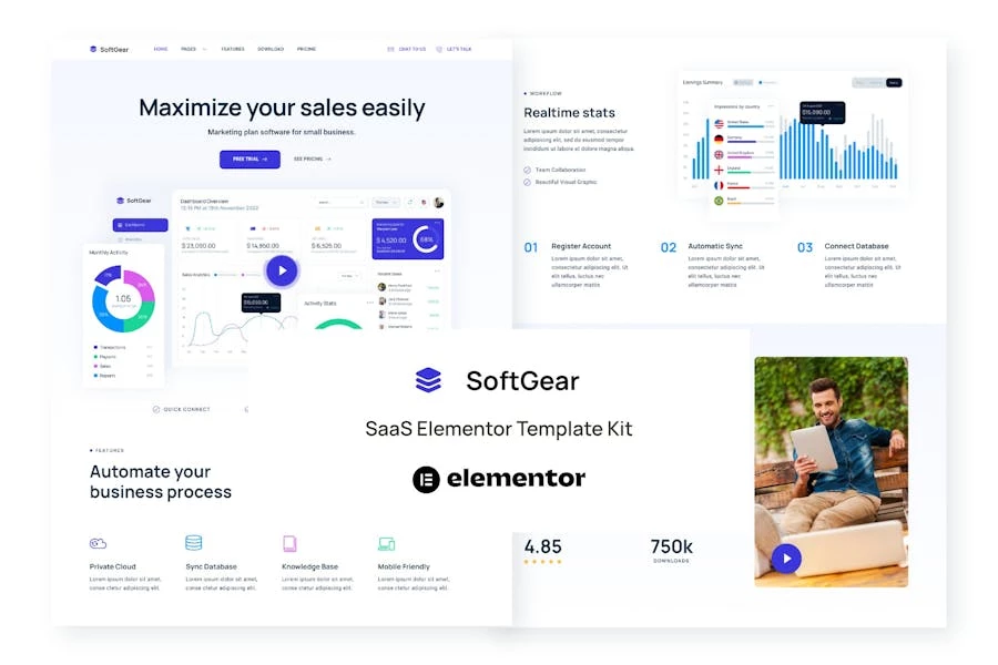 SoftGear - Template Kit SaaS Elementor